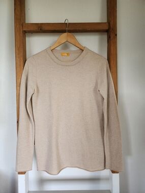 J. Crew Di Lusso Crewneck Cashmere Sweater in Light Beige